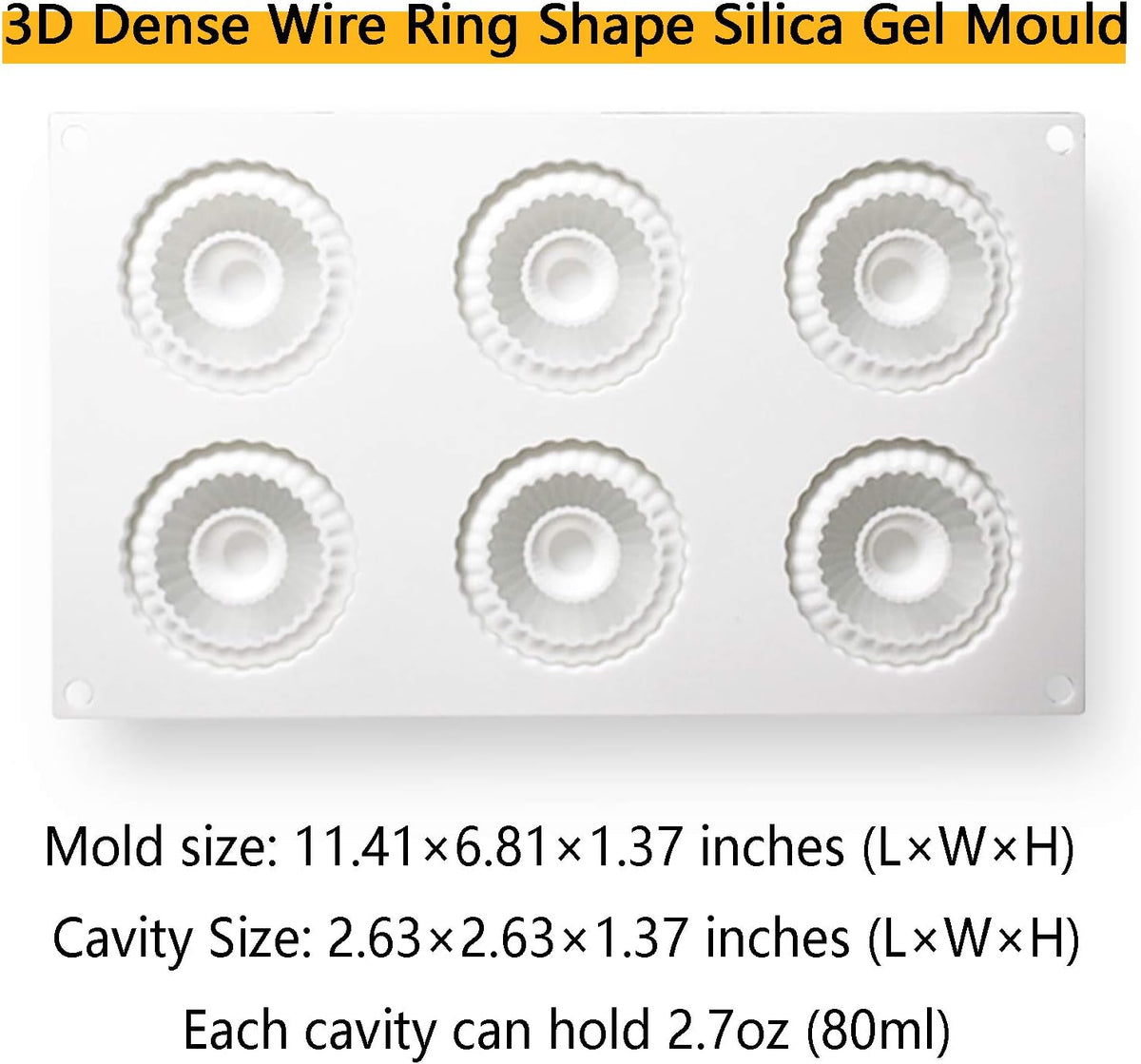 OCPO Kitchen Mini Silicone Mold for Baking Mousse & Cake, French Dessert Mold for Pastry Donuts Chocolate Brownie Jello (6-Cavity)