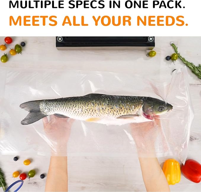 All-in-One Variety Pack Vacuum Sealer Bags & Rolls – 50x 6''x10'', 70x 8''x12'', 2 Rolls 11''x20', 2 Rolls 8''x20' – Premium Commercial-Grade for Food Storage, Meal Prep, & Sous Vide, Wevac