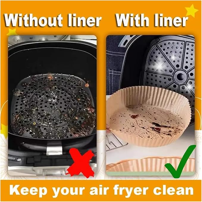 Large Air Fryer Disposable Paper Liners Nonstick 23cm Oven Airfryer Parchment Baking Paper ，Compatible For Ninja，Compatible For COSORI ，Grill Cooking Basket(20cm round,100 Pcs)