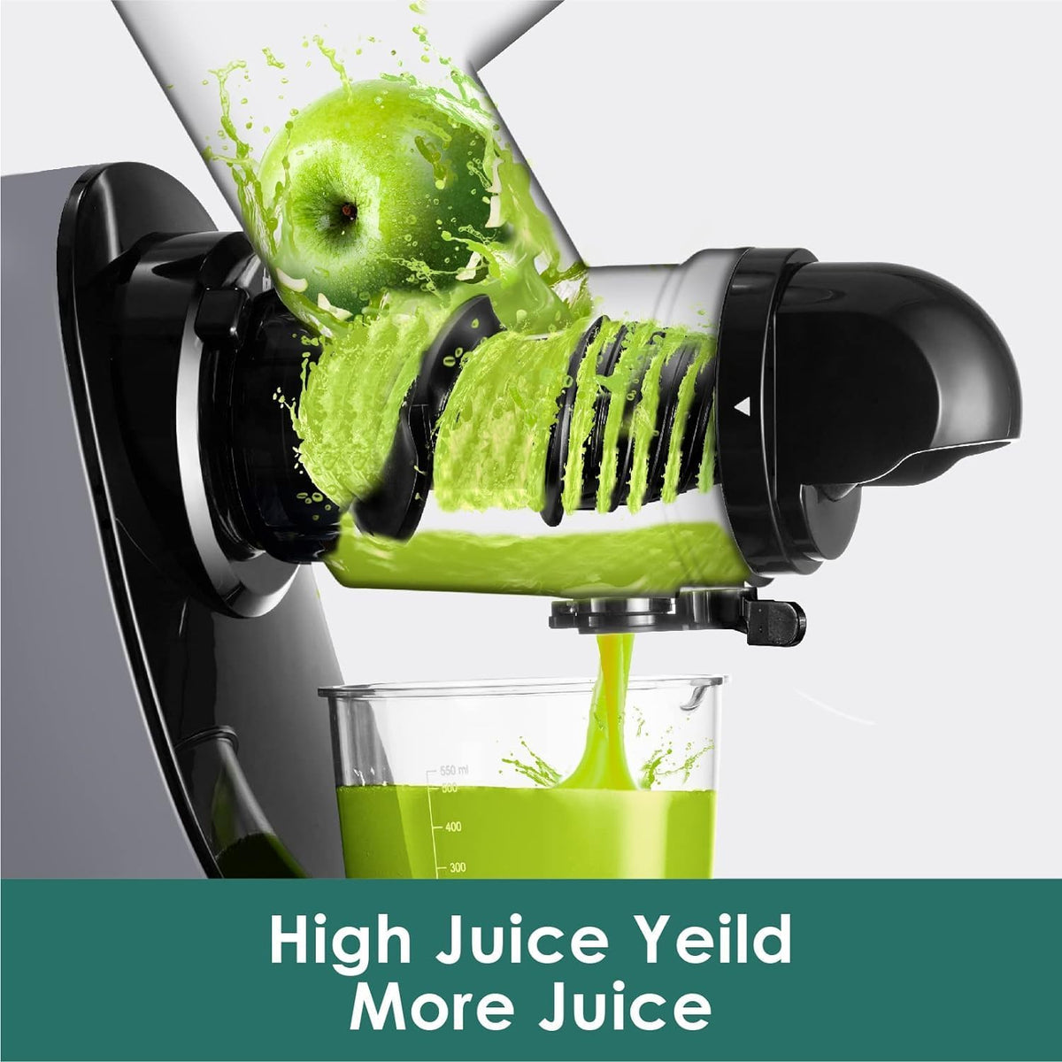 Juicer Machines Vegetable and Fruit, Cold Press Juicer, High Juice Yield Masticating Juicer,Juicer Squeezer with Reverse Function, Tritan Material, Easy to Use and Clean 200W(Silver)