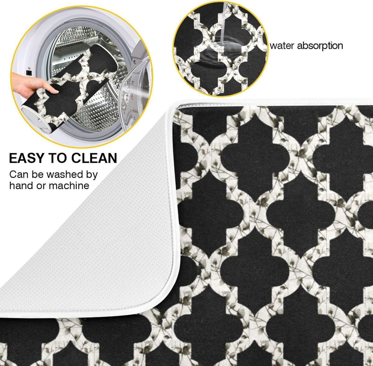 senya Super Absorbent Dish Drying Mat, Microfiber Fast-Drying Dish Mat, 24 x 18, Kitchen Dish Drying Pad, Geometry Texture Classic Modern g295080350p523c558s1114