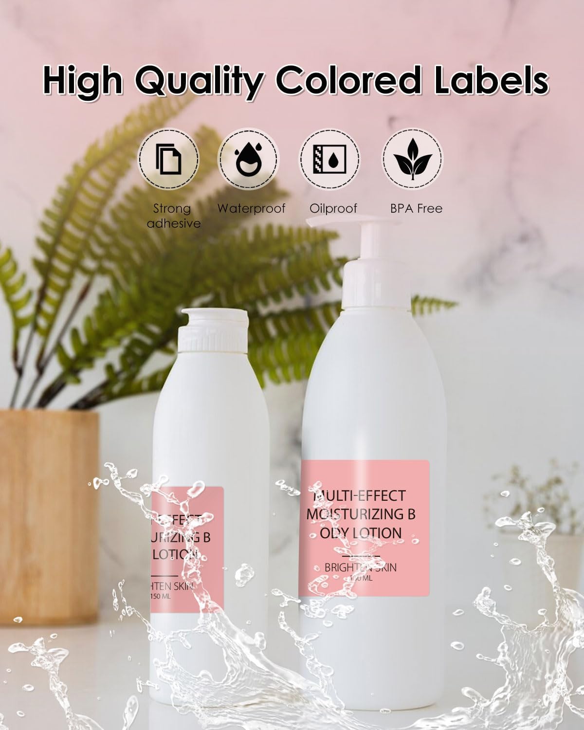 iEager Pink Square Thermal Label Stickers, 2"x2" Self-Adhesive Square Direct Thermal Labels with Perforation Line, 500 Sheets/Roll