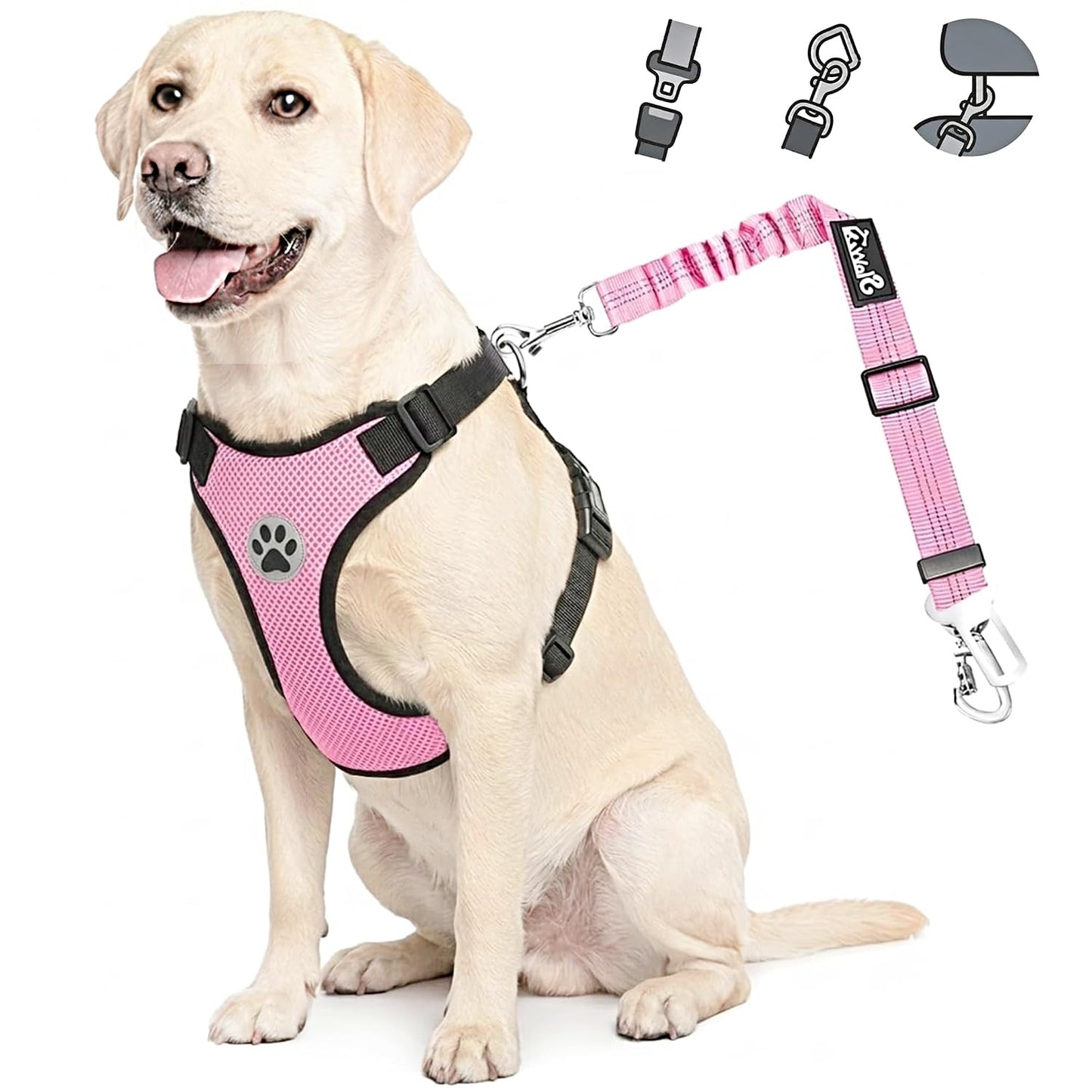 Lukovee Dog Car Harness Seat Belt, Harness & Seatbelt with 2 in 1 Buckle