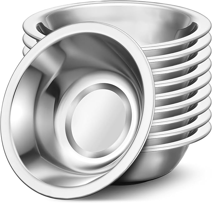 304(18/8) Stainless Steel Mixing Bowls for Kitchen, 10 Pack 8.7" 34.88 fl.oz Metal Mixing Bowls Set Stackable for Baking Serving Cooking Food Prep Storage Dishwasher Safe Lightweight