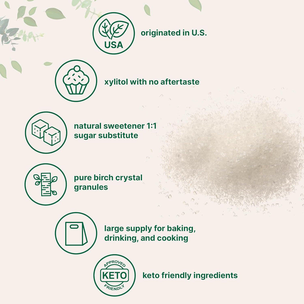 Xylitol Sweetener, 6 Pounds, Natural Sweetener, 1:1 Sugar Substitute and Low Calorie, Great for Baking and Cooking, No After Taste, Keto Friendly