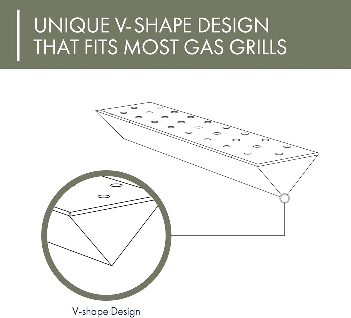 Charcoal Companion V-Shaped Heavy Duty Stainless Steel Smoker Box for Gas & Charcoal Grills - Nonstick BBQ Smoker Box with Lid for Wood Chips, Pellets, Chunks - Ideal for Smoking Meat & Fish (Silver)