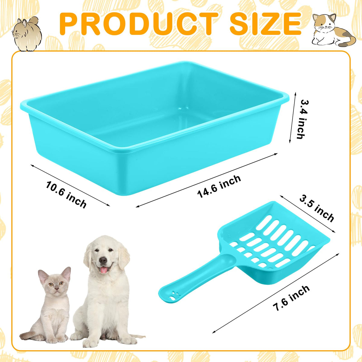 Amyhill 10Pcs Open Cat Litter Box with 10 Scooper