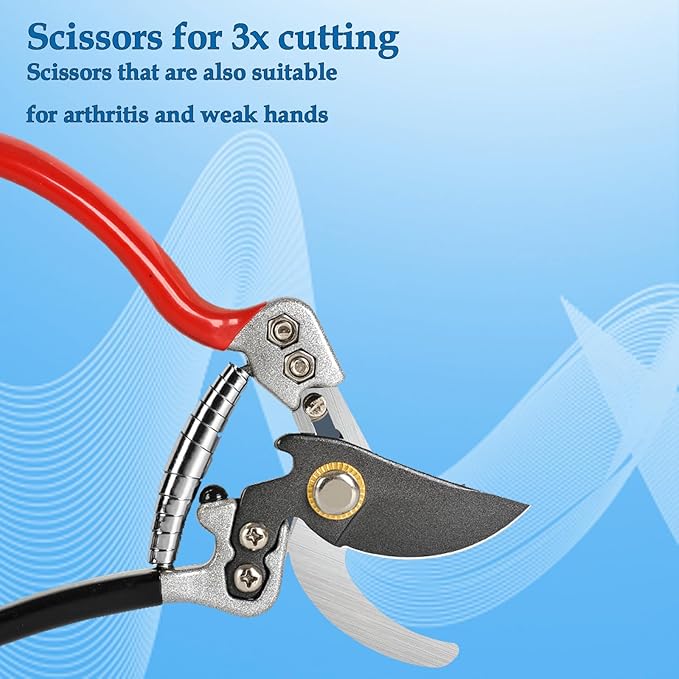 Ultra Sharp Germany Steel Pruning Shears - Cuts 3X Easier, Weak Hand Arthritis Snips, Rust-Resistant, Effortlessly 1-Inch Cut Capacity Garden Scissors, Ergonomic Handle (gt-05, 1)