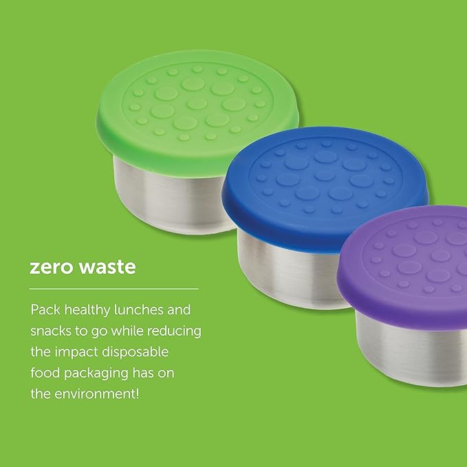 LunchBots 4.5 oz Stainless Steel Dressing Container for Condiments, Dips, Snacks, Dipping Sauce Cups with Silicone Lid, Fits in Lunch Bags and Bento Boxes - Set of 2 (Purple)