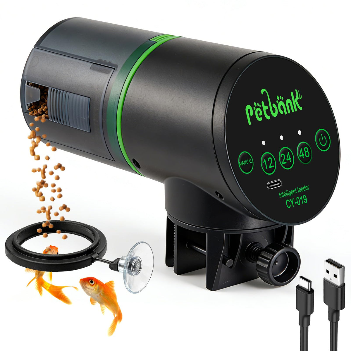 Petbank Automatic Fish Feeder for Aquarium Easy Setup & 12/24/48H Interval