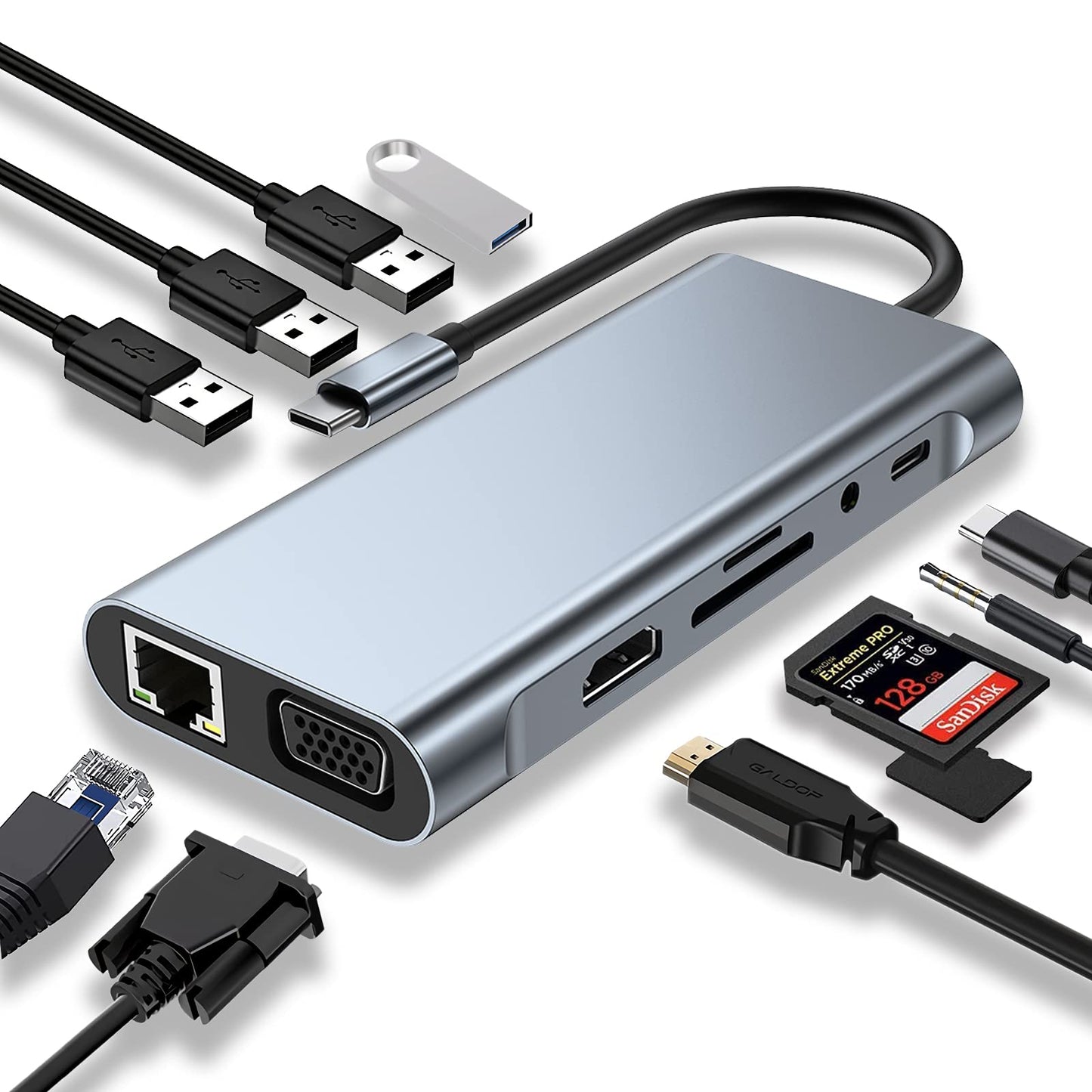 SZPACMATE USB C HUB 11 in 1 Docking Station Compatible with MacBook Pro/Air