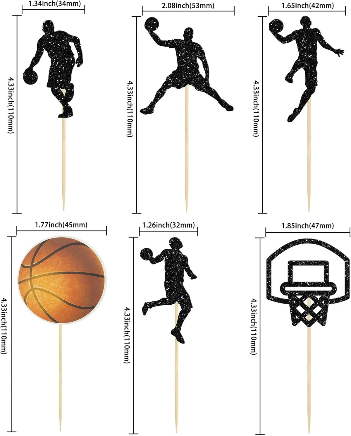 24Pcs Basketball Cupcake Toppers Star Sports Fan Basketball Backboard Cupcake Picks Baby Shower Players Sports Theme Birthday Party Cake Decorations Supplies