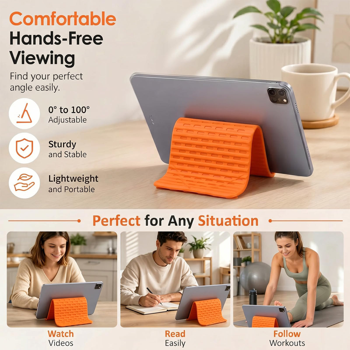 Airplane Phone Holder, Silicone Foldable Phone Stand for Desk and Travel