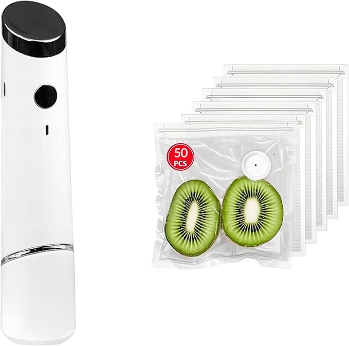 Vacuum Sealer for Food, Handheld Vacuum Sealer Easy Mode (Vacuum Sealers+ 50 Reusable Vacuum Seal Bags)