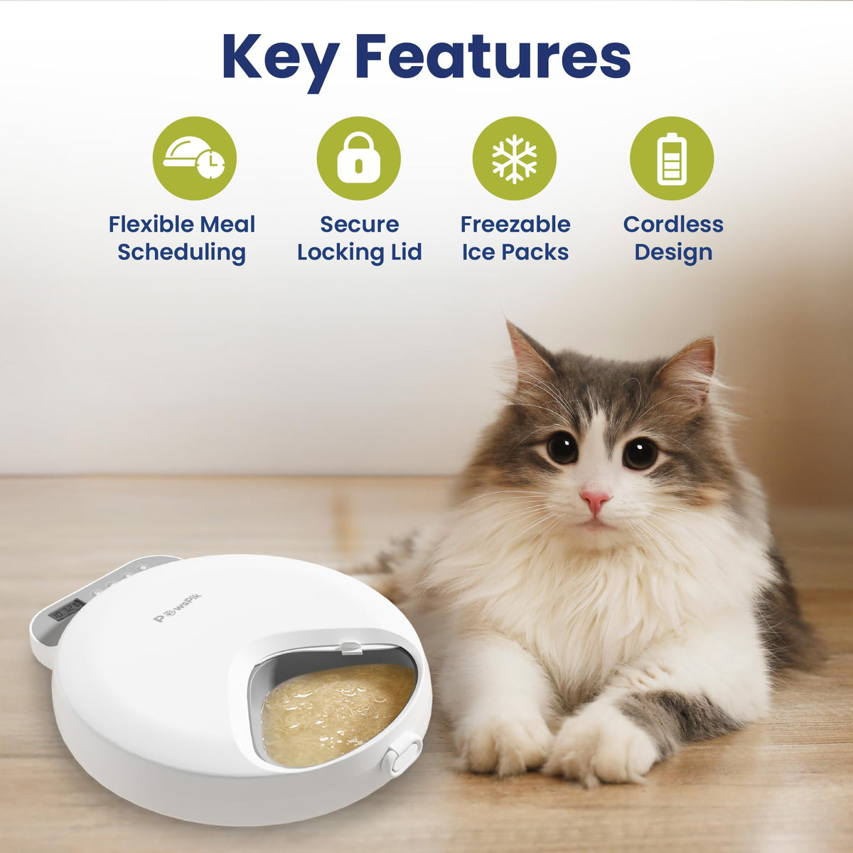PawsPik Smart 4-Meal Automatic Wet Food Pet Feeder, 4-Cup Capacity