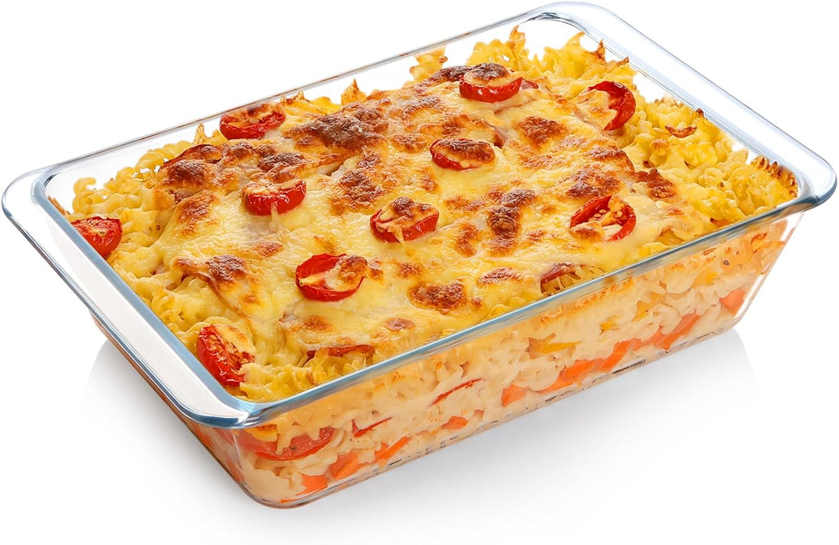 NUTRIUPS 3.7QT Deep Glass Baking Dish,(11.5×8inches）Large Glass Baking Pan,Rectangular Lasagna Pan,Glass Casserole Dish,Microwave & Oven Safe