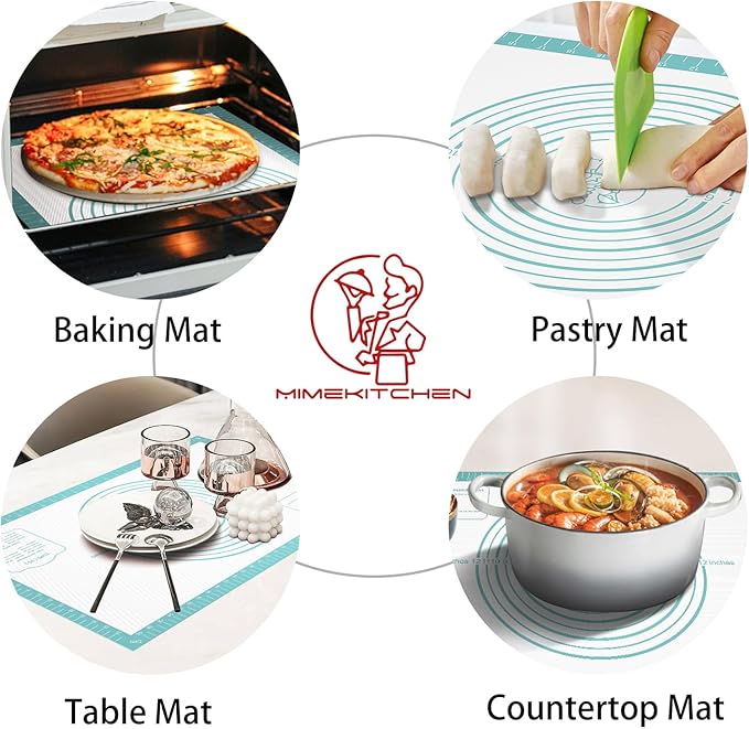 Silicone Pastry Mat for Dough Rolling, Silicone Baking Mat with Measurement, Nonslip Fondant/Pie Crust Mat for Making Cookies Macarons Baking Tools 32 x 24 Inch