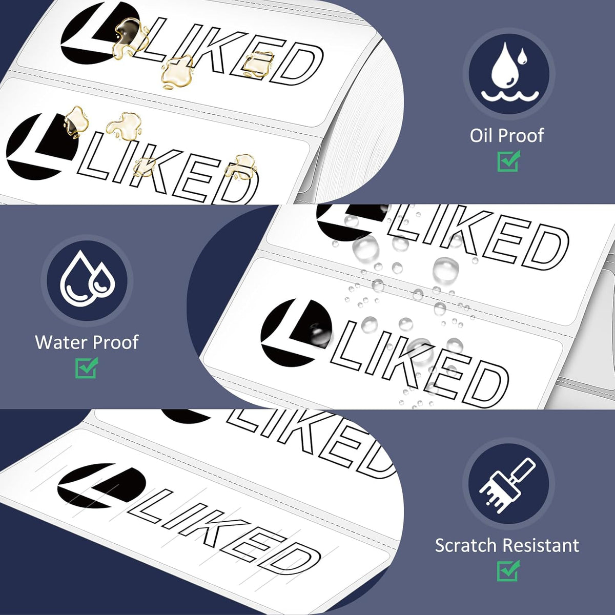 L LIKED 3" x 1" Direct Thermal Label, Permanent Adhesive Barcode Shipping Labels & Compatible with Rollo, Zebra and Other Desktop Printers (1 Roll, 1400 Labels)