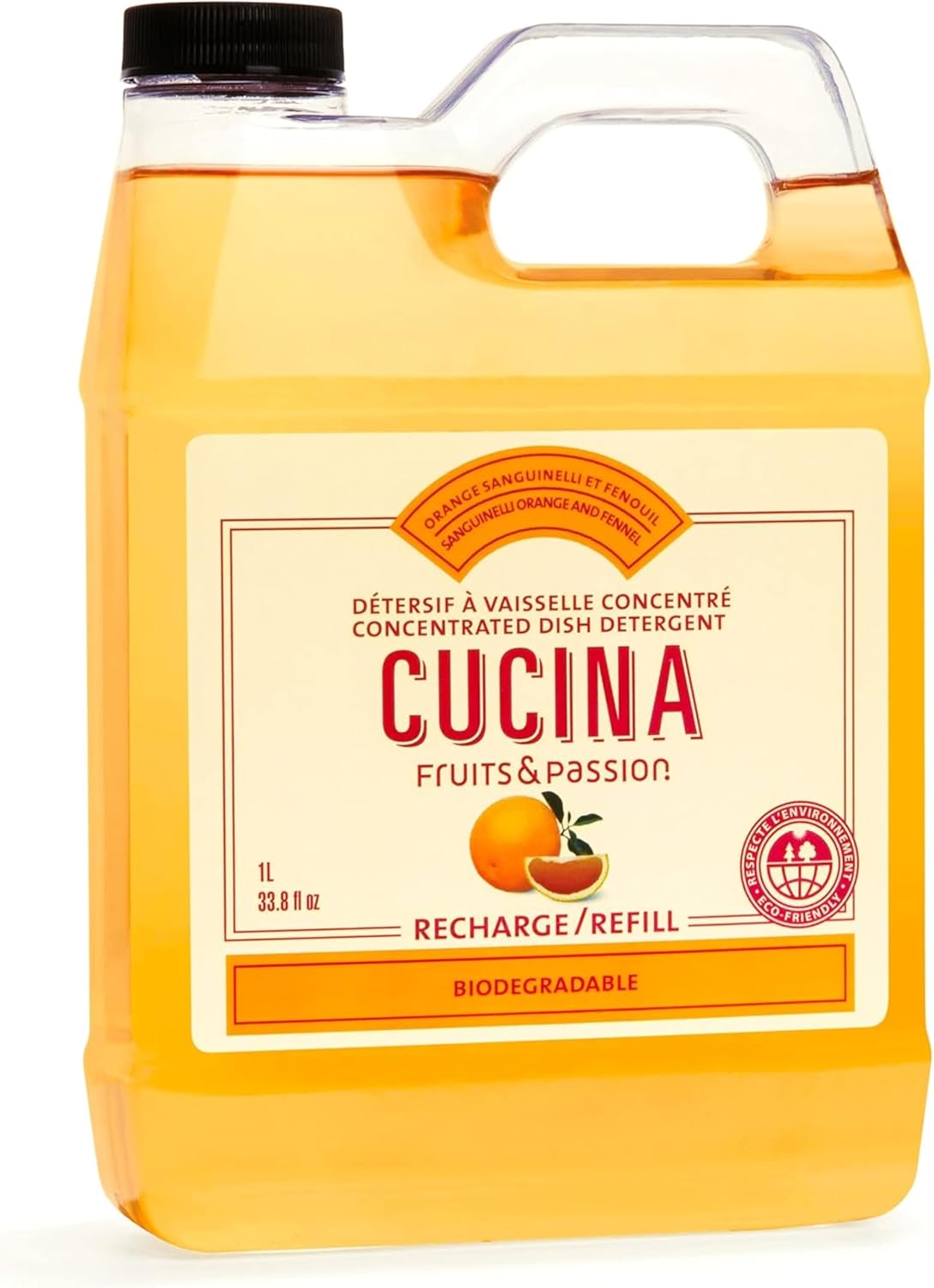Cucina Sanguinelli Orange and Fennel Concentrated Dishwashing Detergent Refill 33.8 Fluid Ounces