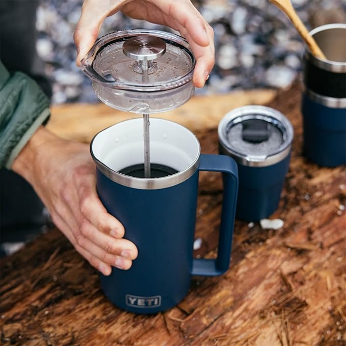 YETI Rambler 34 oz. French Press Coffee Maker, with GroundsControl Filter, Navy