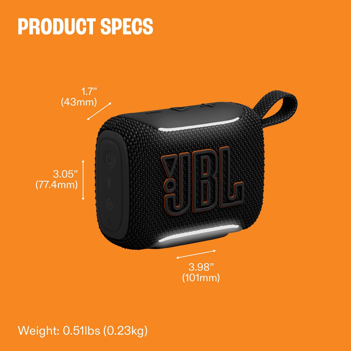 JBL Go 5 Portable Bluetooth Speaker, Waterproof and Dustproof - Black