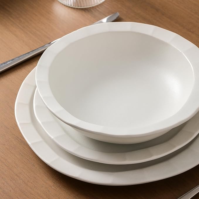 Stone Lain Oasis 4-Piece Pasta Bowl Set Stoneware, White