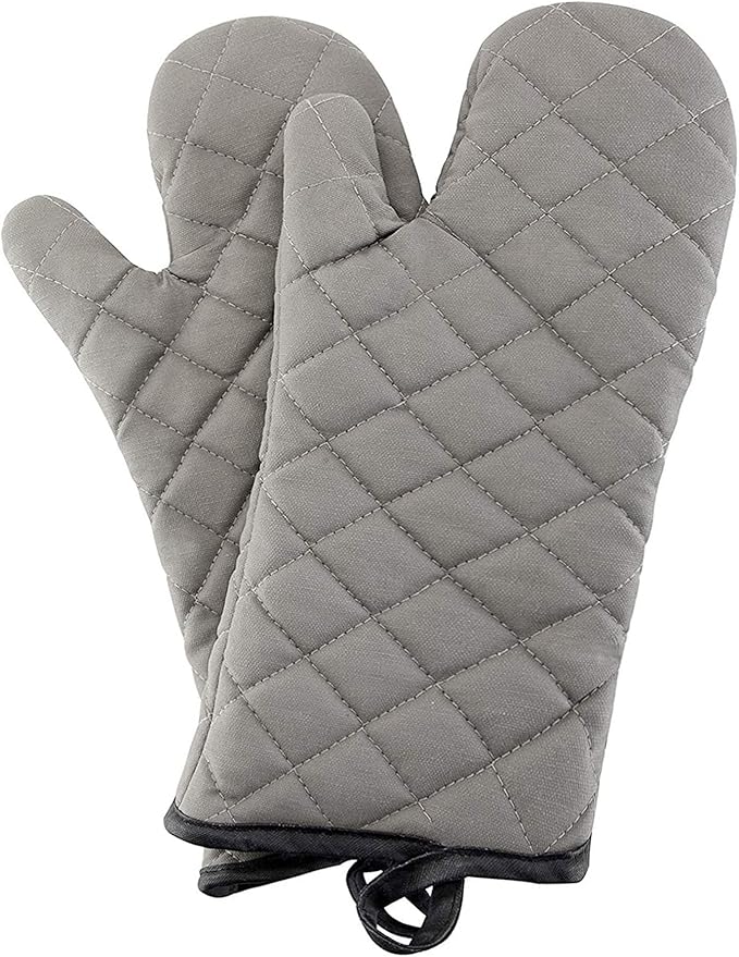 ARCLIBER Oven Mitts 1 Pair of Quilted Lining,Heat Resistant Kitchen Gloves,Classic Flame Oven Mitt Set,Grey 13 Inches