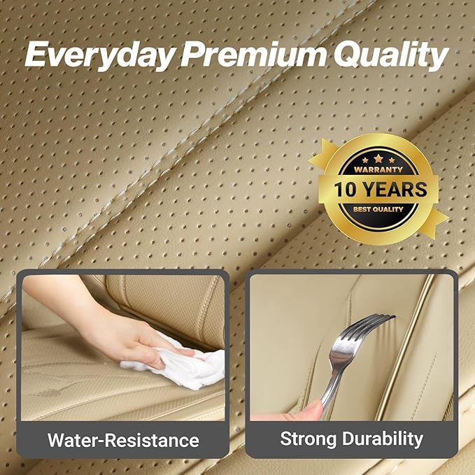 Coverland Custom Fit Car Seat Covers for SUV Compatible with [CR-V, Odyssey, Carnival, Sedona, Highlander, Sienna] Premium Waterproof Non-Slip Interior Seat Protector [Front Beige - Size Chart A31]