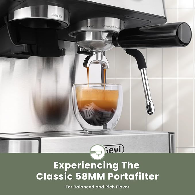 (2026 Upgrade) Gevi 20 Bar Espresso Machine with Grinder & Milk Frother, Professional Coffee Maker for Home, Cappuccino & Latte, Removable Water Tank, Steam Wand