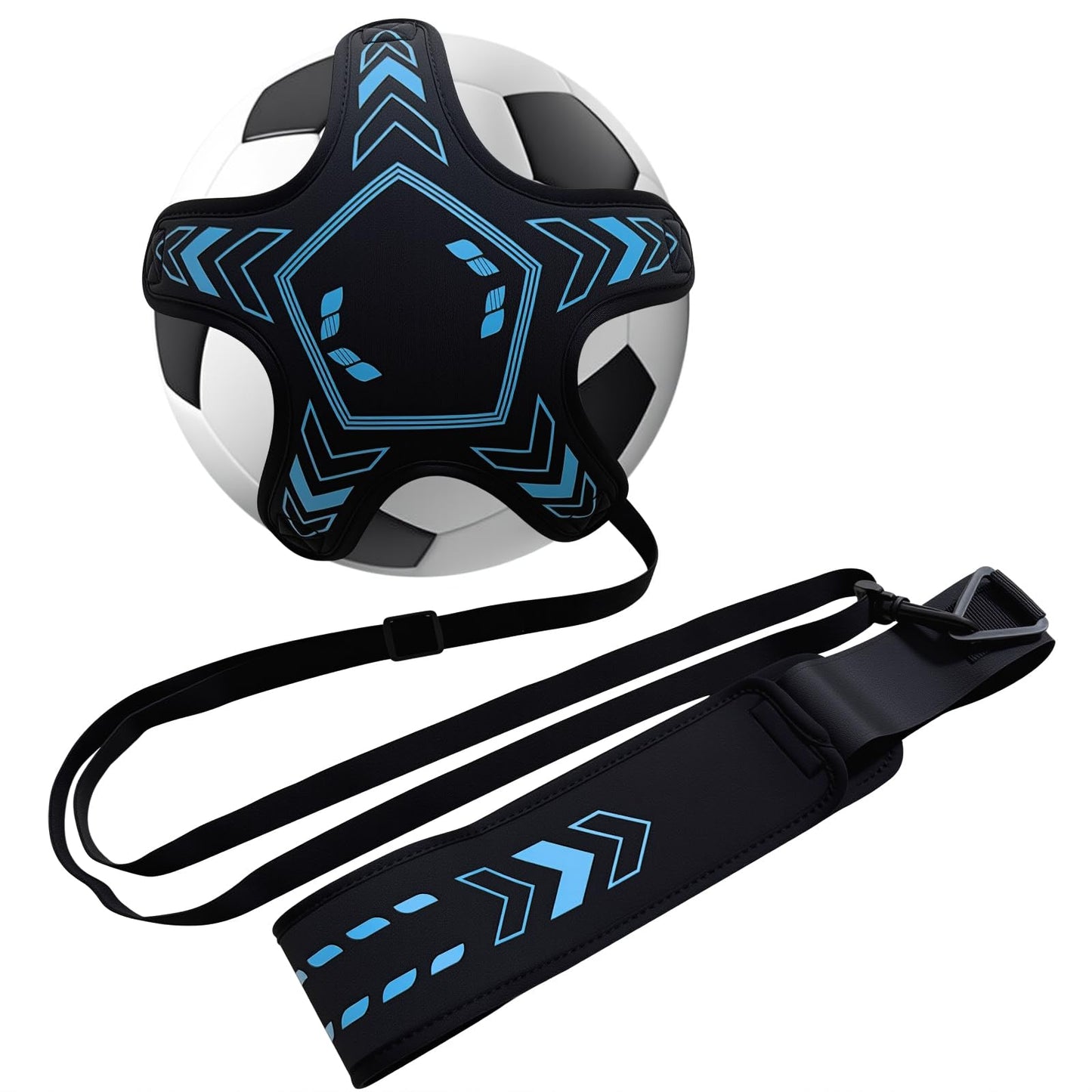 PESAKE Soccer Training Equipment Football Kick Solo Trainer Adjustable Waist Belt Elastic Rope, Aids Hands Free Throw Sole Practice Fits Ball 3, 4, 5 and Volleyball Rugby (Blue)