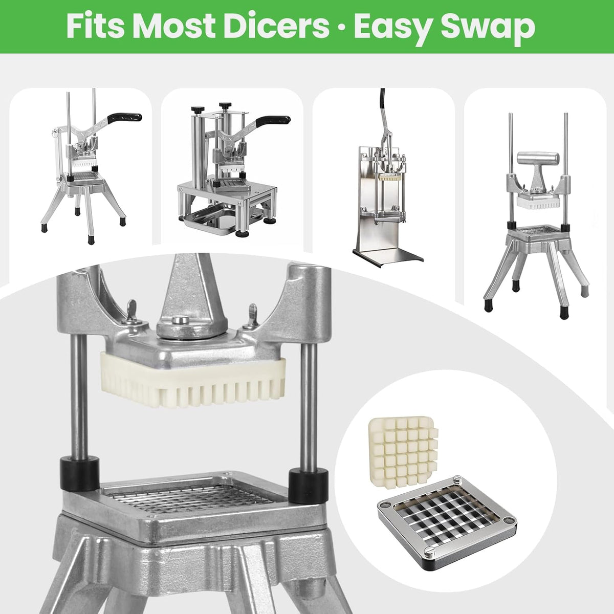 Fruit Chopper Replacement Blade & Push Block for Vegetable Chopper Dicers – Ultra Sharp Stainless Steel Apple Cutter, Easy to Install & Clean, Ideal for Home and Commercial Kitchens