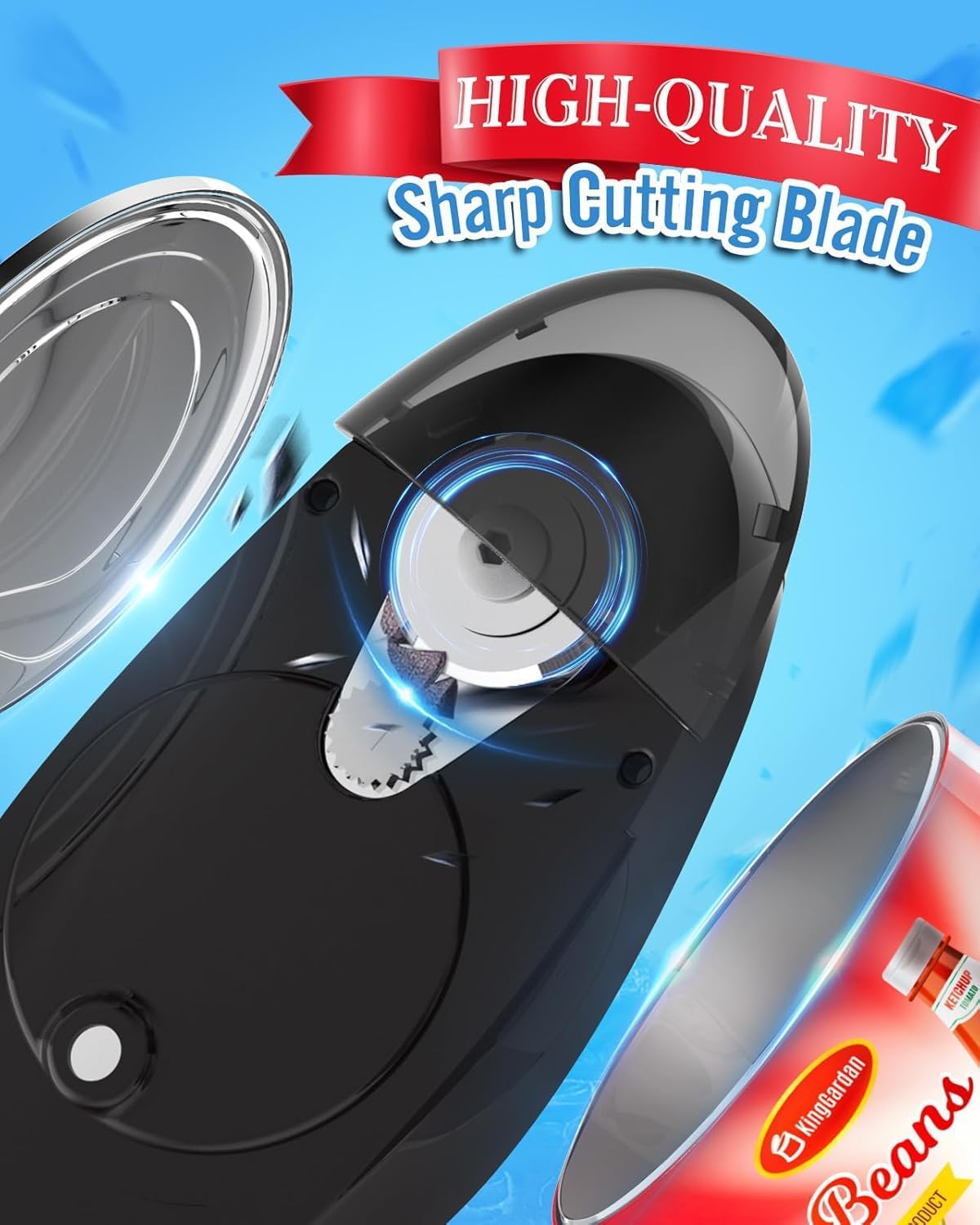 Effortless One-Touch Electric Can Opener, Safety Automatic Can Opener with Smooth Edge Fits All Cans Sizes, Battery operated Can Opener for Seniors with Weak Hands,Arthritis (black)