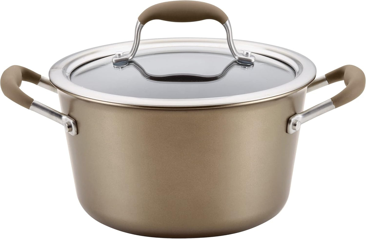 Anolon Advanced Home Hard-Anodized Nonstick Tapered Sauce Pan/Saucepot, 4.5-Quart (Bronze)
