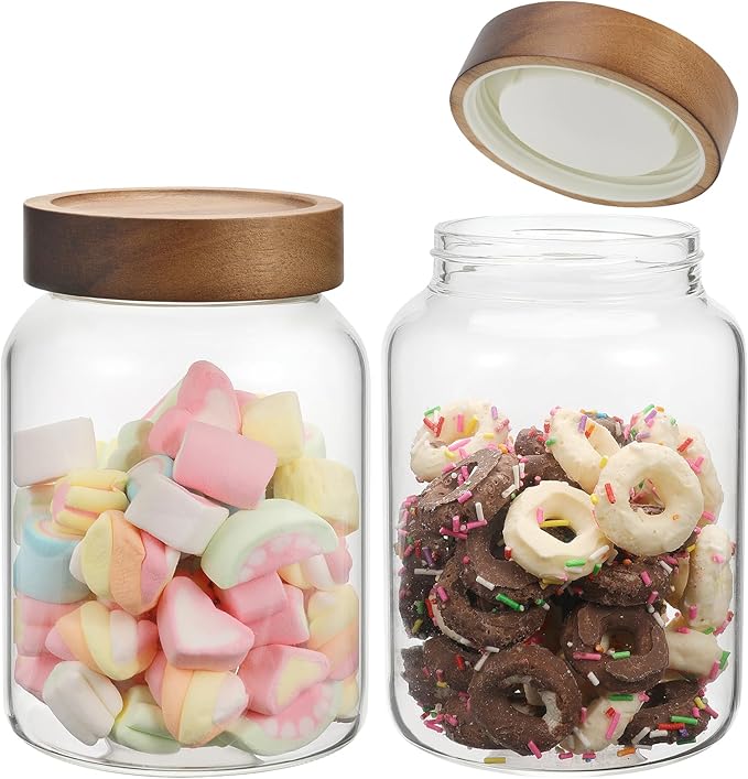 Glass Jar with Lids 40 oz,Candy Jar Glass Cookie jar with Airtight Screw Lid Borosilicate Glass Food Storage Canister Containers for Spice Ground Nut Pasta Sugar Tea