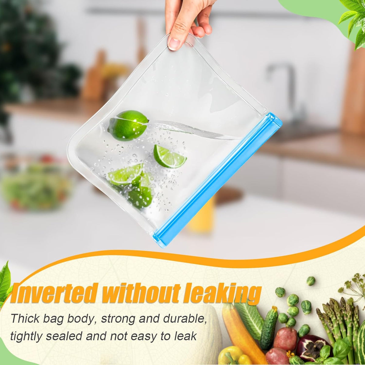 Reusable Silicone Food Storage Bags, 10 Pack 4 Size Leak proof Dishwasher Safe Reusable Freezer Bags for Food Storage Containers, Lunch Bag for Sandwich, Marinate Meat, Fruit
