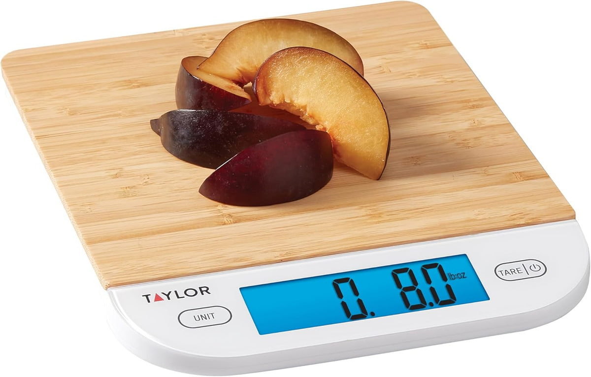 Taylor Digital Eco-Friendly Bamboo Kitchen Food Scale, 15 Pound Capacity, Natural