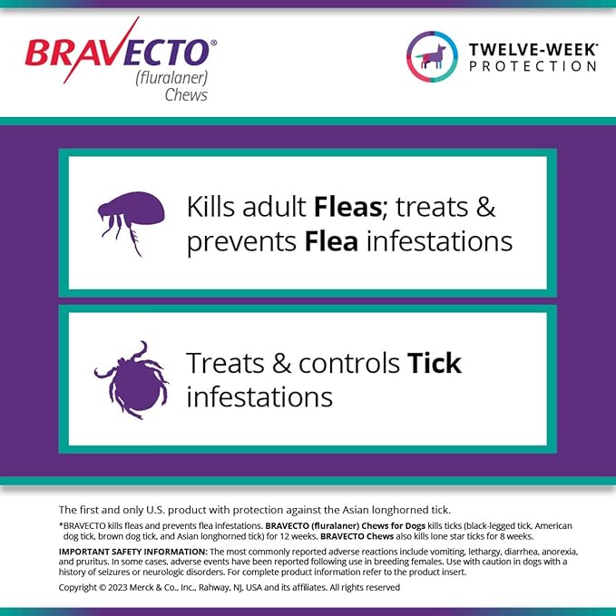 BRAVECTO Chew for Dogs, Flea & Tick, 1 Chew, 12 Week Supply, 9.9-22 lbs., Orange Box