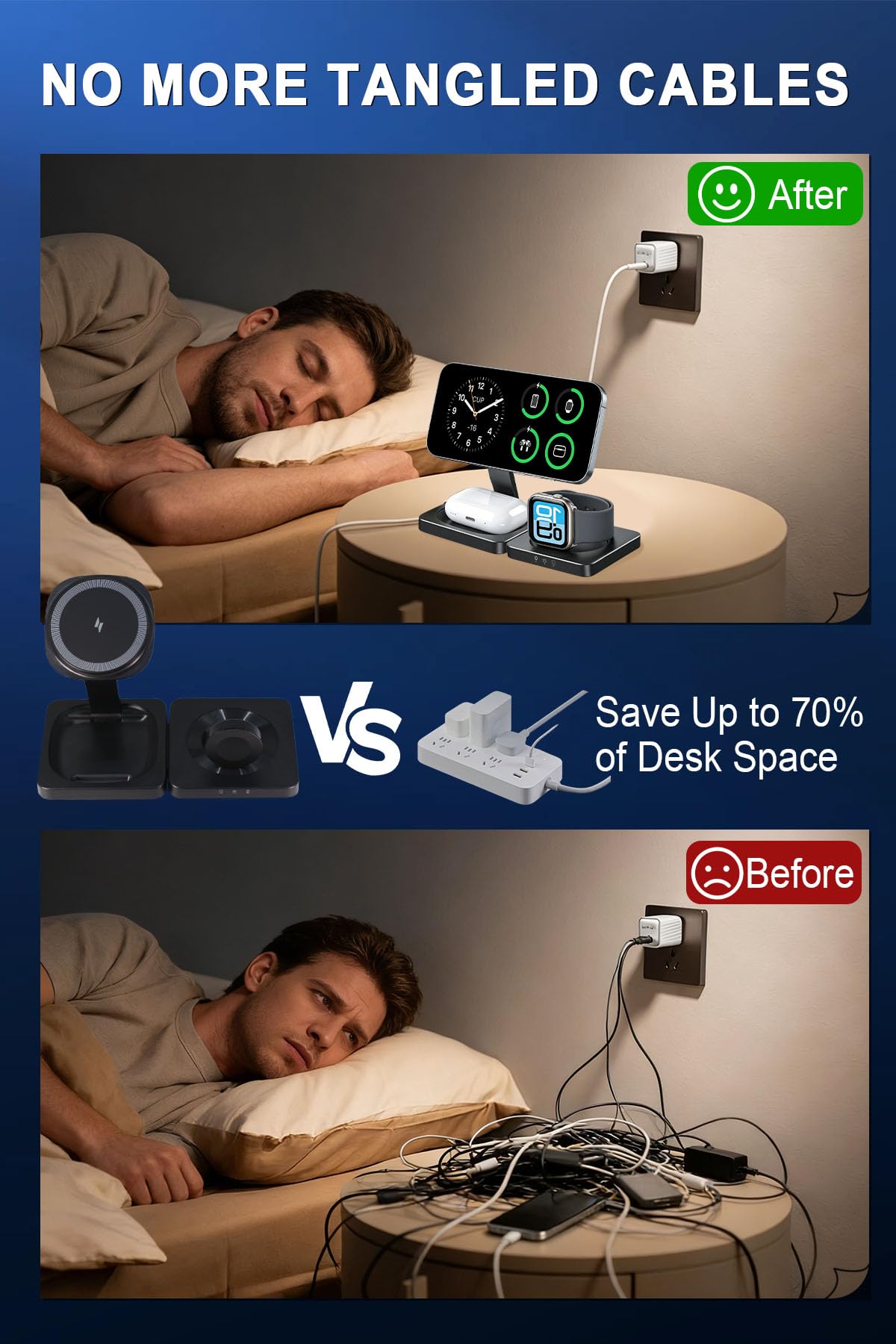 Wireless Charging Station for Apple Devices,Magnetic Travel Charger
