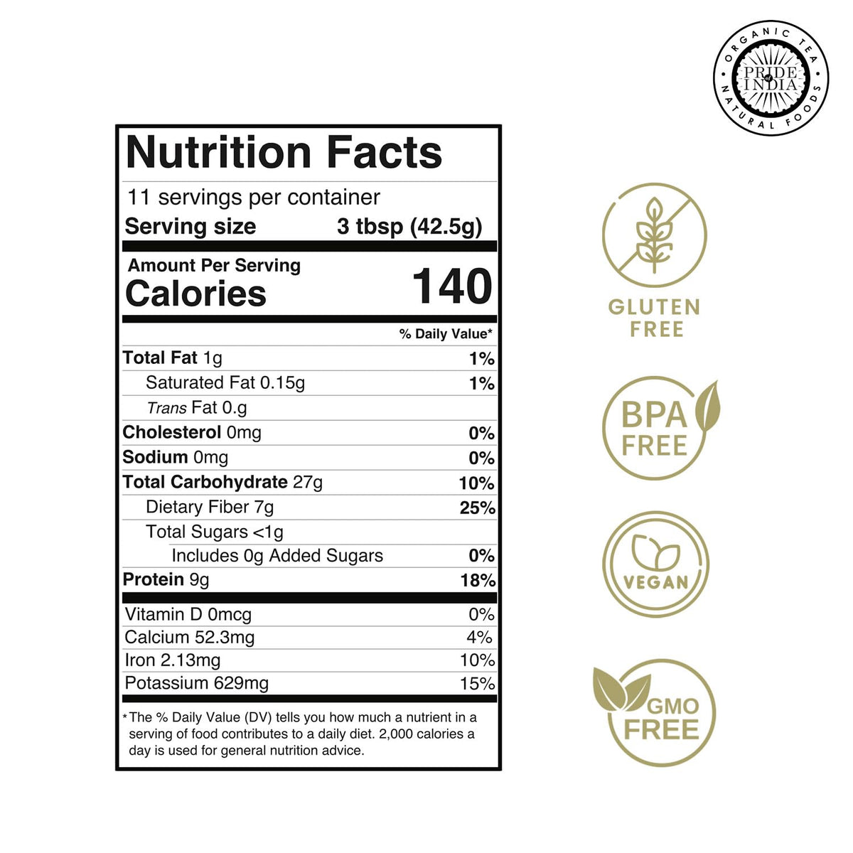 Pride of India- Black Bean Flour 1 lbs (454 gm) Rich Earthy Taste Freshly Milled in Small Batches | Ideal for Cakes Gravies Noodles Smoothies Custard | Vegan, Gluten-Free