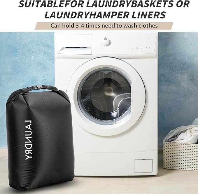 Travel Laundry Bag, Vacuum Compression Dirty Clothes Travel Bag Waterproof Wet Dry Bags Large Capacity Space Saver Bags Reusable Camp Clothes Organizer for Sports College Dorm Laundromat (1 Pcs )Black