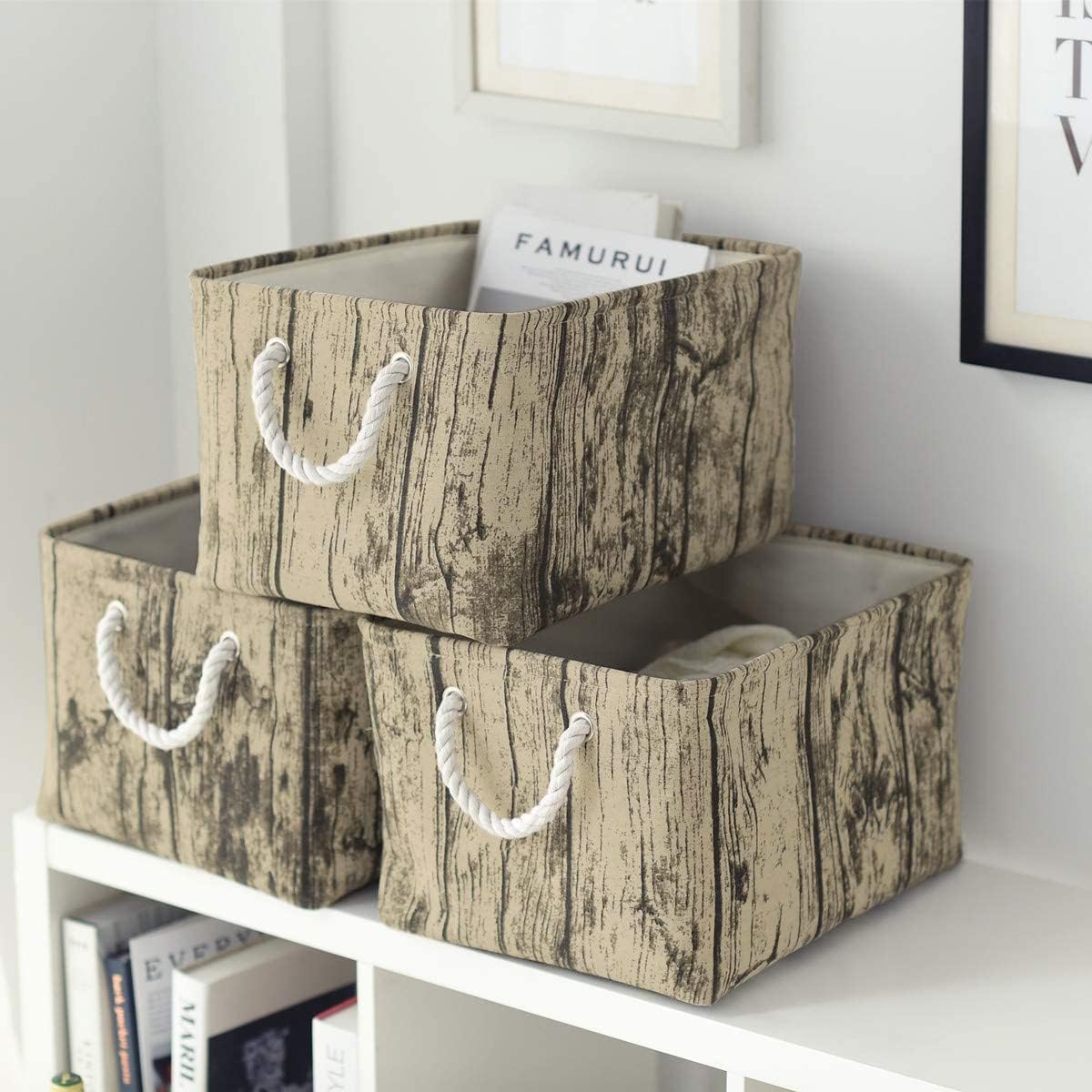 TcaFmac Fabric Storage Basket, Decorative Canvas Storage Bins Baskets for Gifts Empty Tree Stump