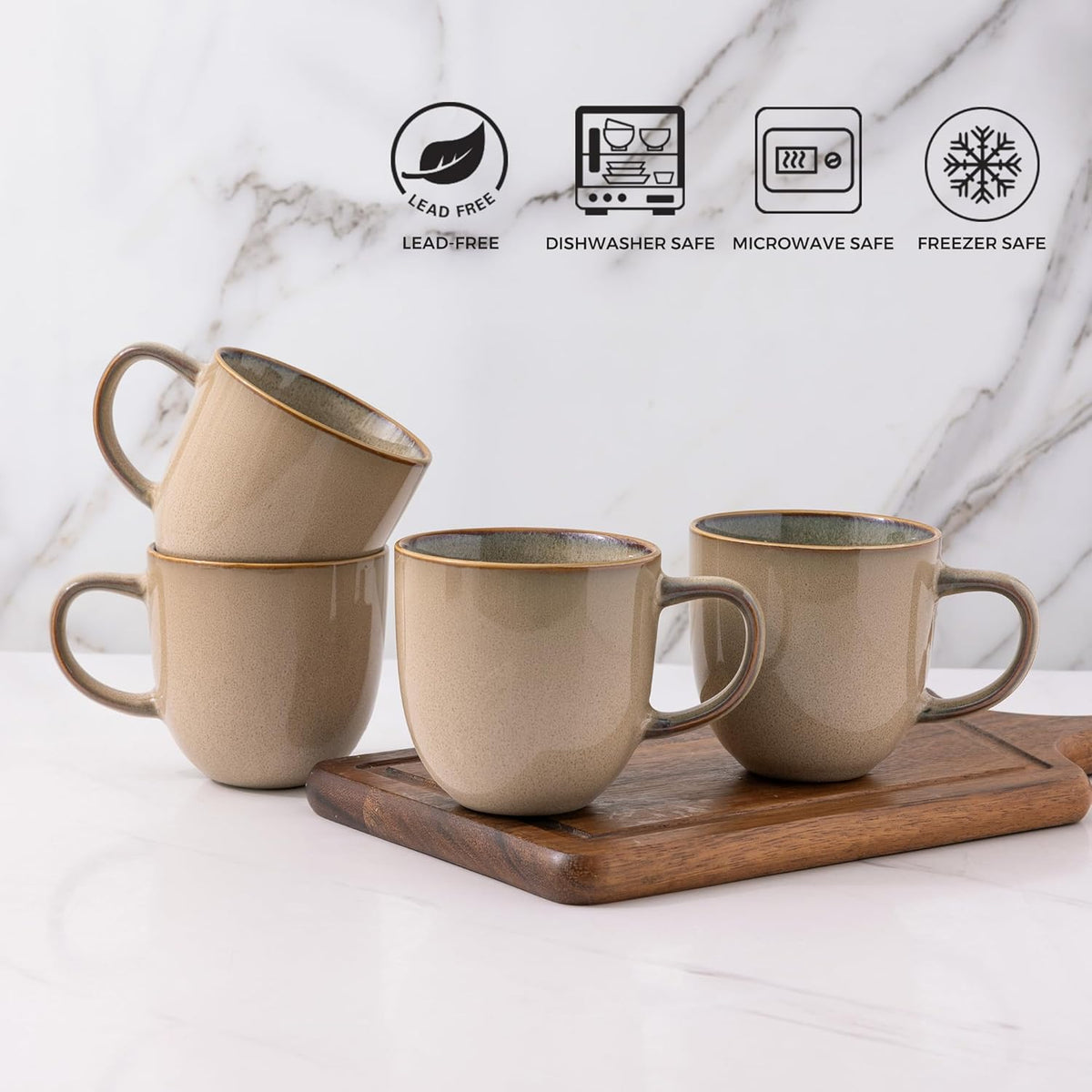 AmorArc 12oz Coffee Mugs, Ceramic Coffee Mugs set of 6 for Man, Woman, Dad, Mom, Modern Coffee Mugs with handle for Latte/Cappuccino/Milk/Cocoa. Dishwasher&Microwave Safe Latte