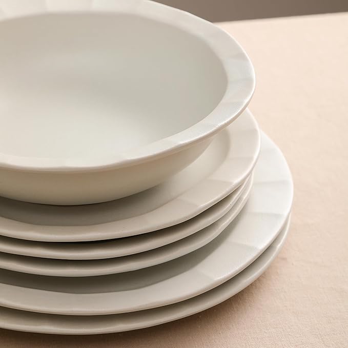 Stone Lain Oasis 4-Piece Pasta Bowl Set Stoneware, White
