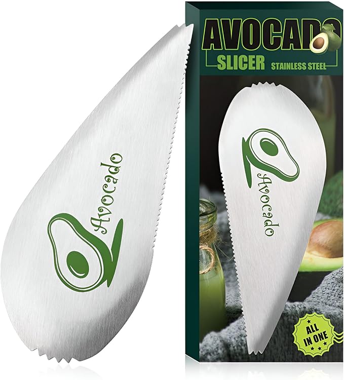 Metal Avocado Slicer & Cutter : Satinless Steel Avocado Cutter & Slicer Effortlessly Cut Fruits and Avocados Durable and Long Lasting