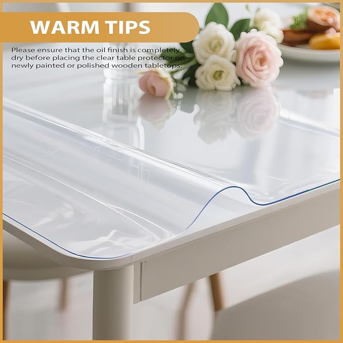 Clear Table Protector 36 x 48 Inch, 1.4mm Thick Waterproof PVC Plastic Table Cover, Durable Table Pad for Dining Room, Kitchen, Writing Desk, and Coffee Tables
