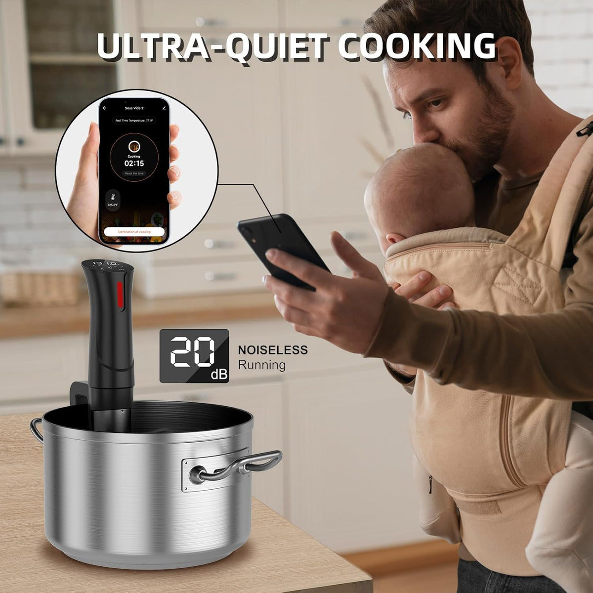5G WIFI Sous Vide Machine|1100 Watts Sous Vide-Precision Cooker with Bag, Recipes| Thermal Immersion Circulator, Fast Heating with Accurate Temperature and Timer, LED Touch Screen/APP Control,Black