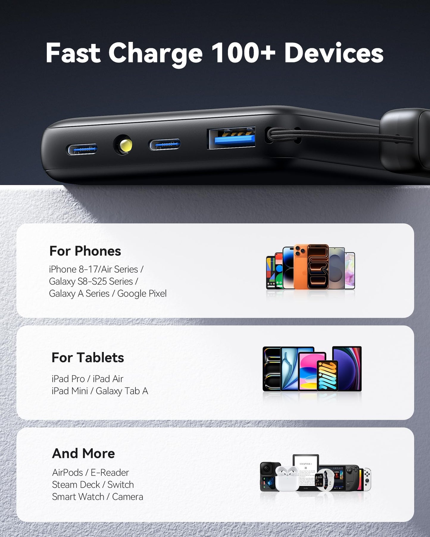 INIU 10000mAh 45W Fast Charging Portable Charger, Smaller Travel Power Bank