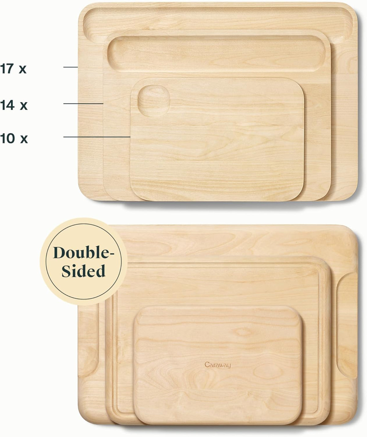 Caraway Cutting Board - Medium (14 x 10”) - Double Sided Wood Cutting Board - Made From FSC-Certified Birch Wood - Food-Safe Mineral Oil & Wax Finish