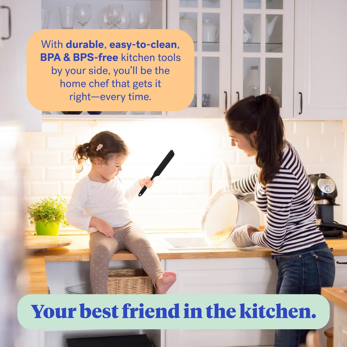 GIR: Get It Right Silicone Spreader - Silicone Butter Spreader - Food Grade Scraper - BPA & BPS Free - Baking Supplies - Home & Kitchen Gadgets - 10" x 1.10" - Studio White