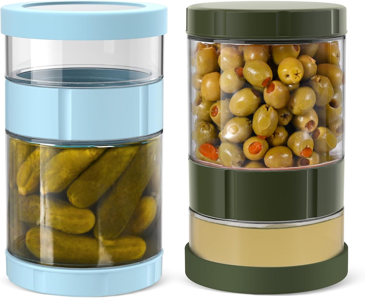 Glass Pickle Jar with Strainer Flip, 56oz Airtight Pickle Container, Leak-proof Juice Separator Pickle Flip Jar with Sealing Silicone Ring for Olive, Sliced Pickle and Jalapeno, Dishwasher Safe
